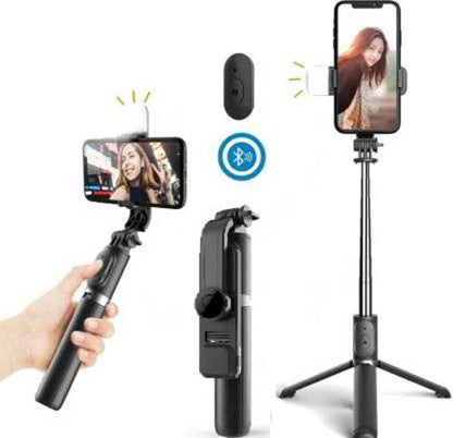 Q07 Selfie Stick with Light and Bluetooth Remote Control