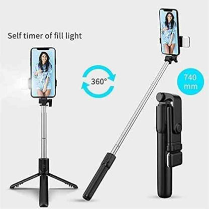 Q07 Selfie Stick with Light and Bluetooth Remote Control