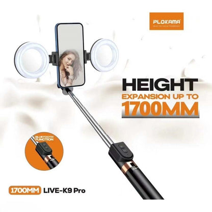 K9 Pro Double LED Selfie Stick Tripod