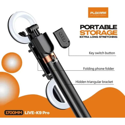 K9 Pro Double LED Selfie Stick Tripod